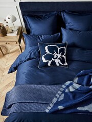 Ted Baker Blue Silky Smooth Plain Dye 100% Cotton Pillowcase - Image 3 of 3