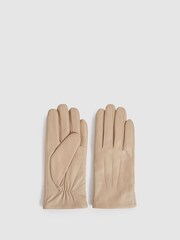 Reiss Soft Camel Gabrielle Leather Gloves - Image 1 of 4
