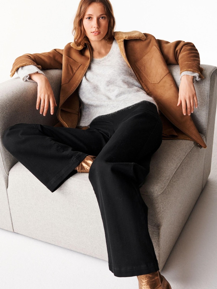 Tan Brown Faux Shearling Lined Shacket - Image 2 of 7