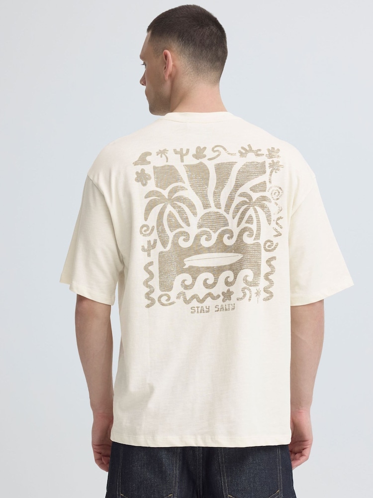 Blend Cream Karim Printed Crew Neck T-Shirt - Image 2 of 5