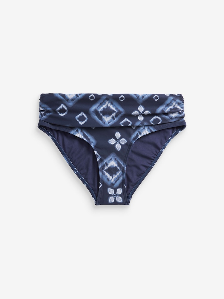 Navy Aztec Roll Top Bikini Bottoms - Image 2 of 2