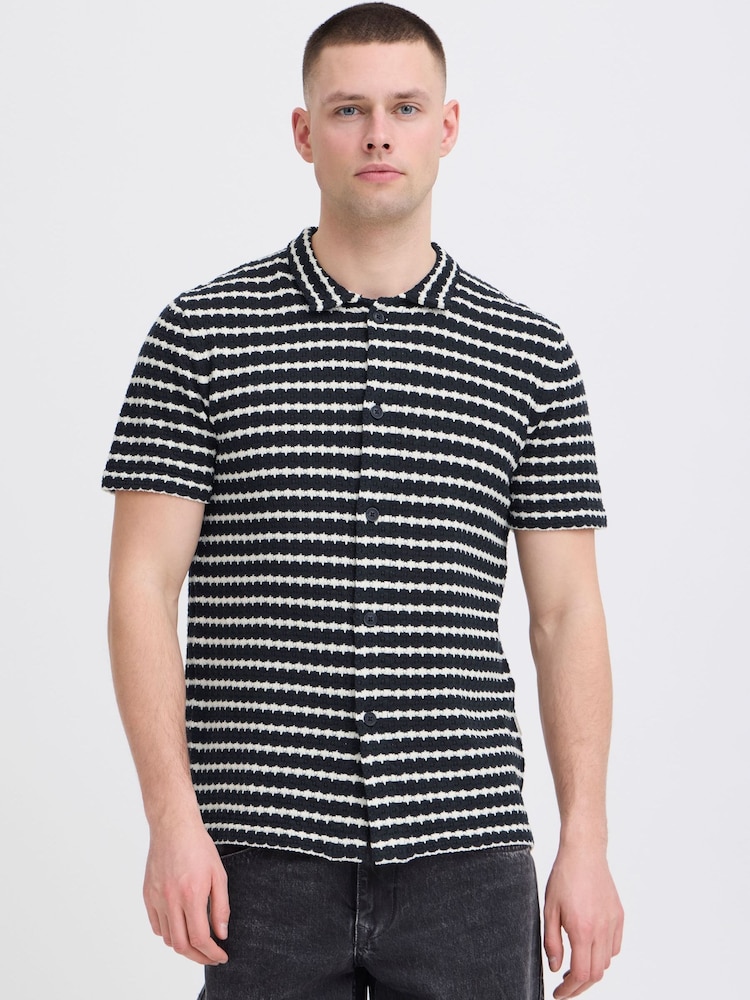 Blend Blue Dial Textured Knit Polo Shirt - Image 1 of 5