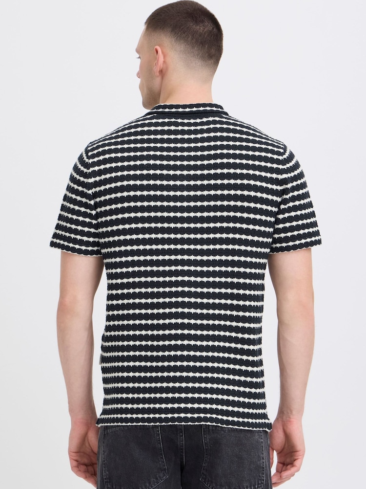 Blend Blue Dial Textured Knit Polo Shirt - Image 2 of 5