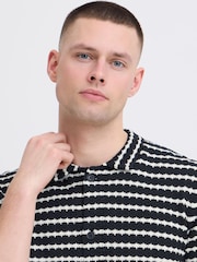 Blend Blue Dial Textured Knit Polo Shirt - Image 4 of 5
