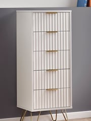 Julian Bowen White Murano 5 Drawer Tallboy Chest - Image 1 of 5