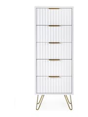 Julian Bowen White Murano 5 Drawer Tallboy Chest - Image 2 of 5
