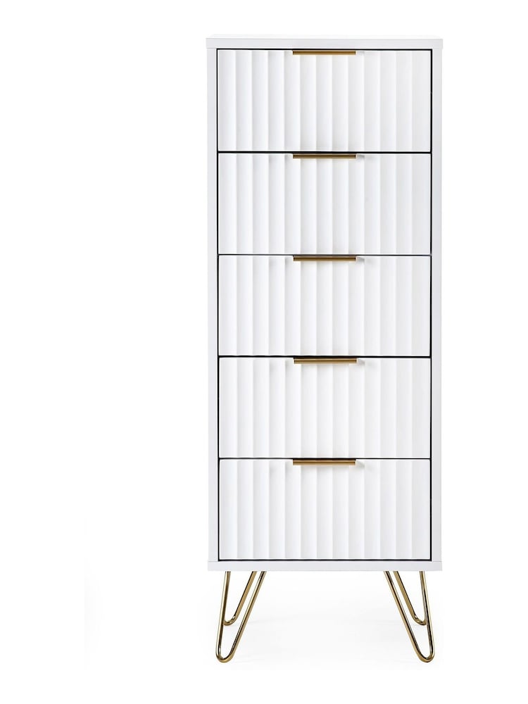 Julian Bowen White Murano 5 Drawer Tallboy Chest - Image 2 of 5