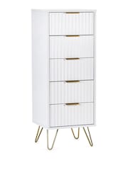 Julian Bowen White Murano 5 Drawer Tallboy Chest - Image 3 of 5