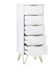Julian Bowen White Murano 5 Drawer Tallboy Chest - Image 4 of 5