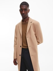 Calvin Klein Brown Recycled Wool Cashmere Coat - Image 3 of 7