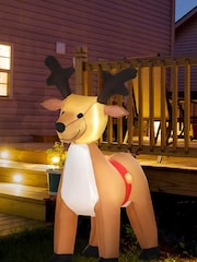 Homcom Yellow Outdoor Inflatable Xmas Reindeer Decoration - Image 1 of 5