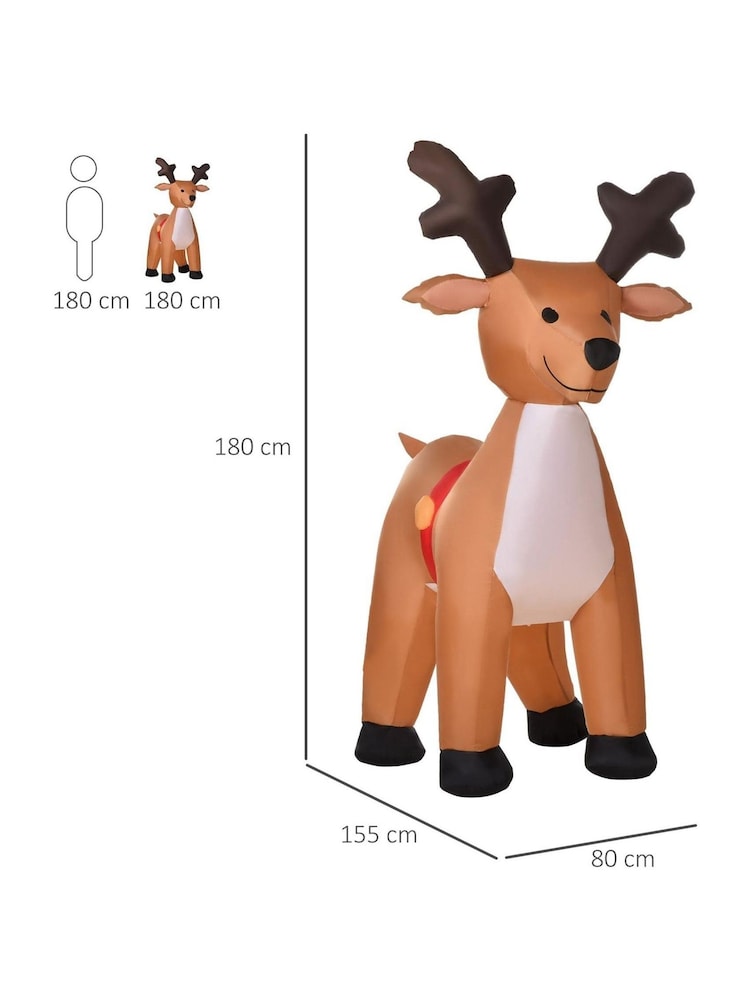Homcom Yellow Outdoor Inflatable Xmas Reindeer Decoration - Image 5 of 5