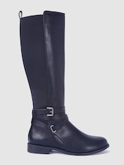 Novo Black Novo Wide Fit Jadine High Buckle Detail Riding Boots - Image 2 of 4