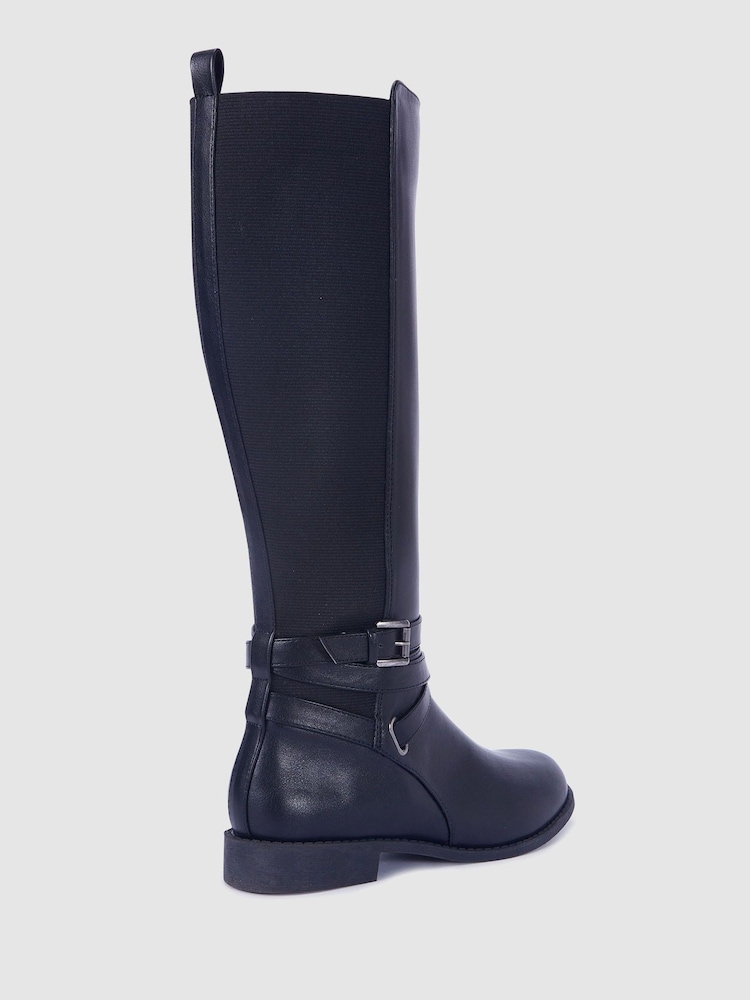 Novo Black Novo Wide Fit Jadine High Buckle Detail Riding Boots - Image 4 of 4