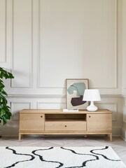 Jasper Conran London Oak Belgrave Oak Wide TV Unit - Image 1 of 9