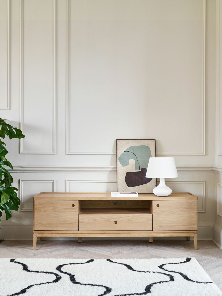 Jasper Conran London Oak Belgrave Oak Wide TV Unit - Image 1 of 9