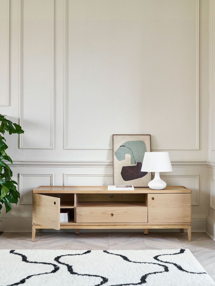 Jasper Conran London Oak Belgrave Oak Wide TV Unit - Image 2 of 9