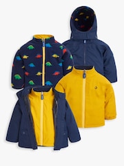 JoJo Maman Bébé Navy Blue Stegosaurus 4-In-1 Waterproof Polarfleece Jacket - Image 1 of 11