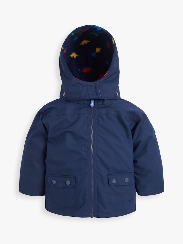 JoJo Maman Bébé Navy Blue Stegosaurus 4-In-1 Waterproof Polarfleece Jacket - Image 2 of 11