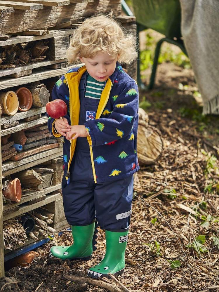 JoJo Maman Bébé Navy Blue Stegosaurus 4-In-1 Waterproof Polarfleece Jacket - Image 9 of 11