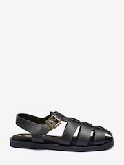 Black Leather Fisherman Sandals - Image 2 of 5
