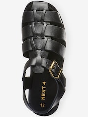 Black Leather Fisherman Sandals - Image 4 of 5