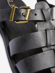 Black Leather Fisherman Sandals - Image 5 of 5
