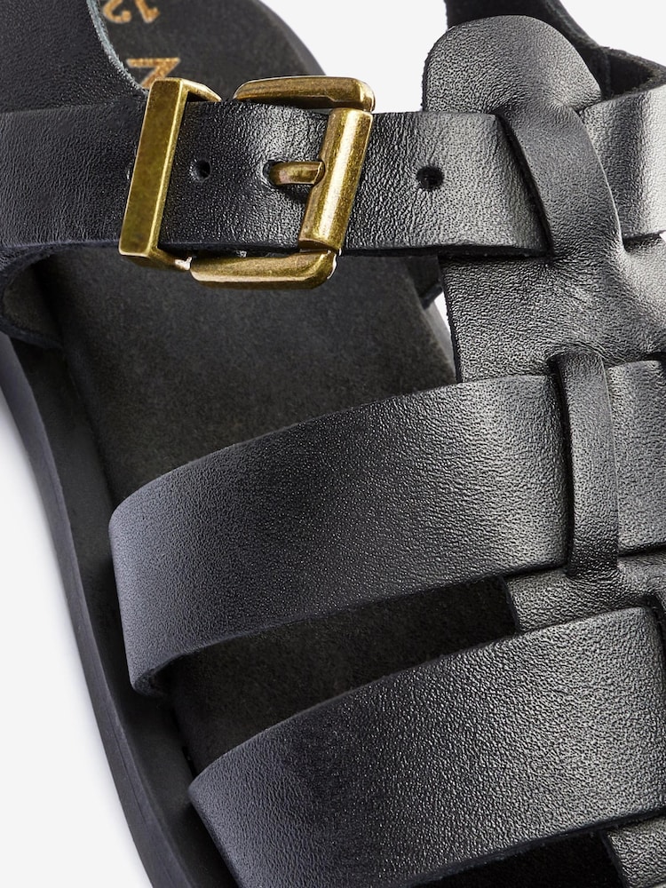 Black Leather Fisherman Sandals - Image 5 of 5