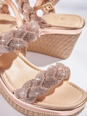 Rose Gold Forever Comfort® Bling Plait Wedges - Image 6 of 6