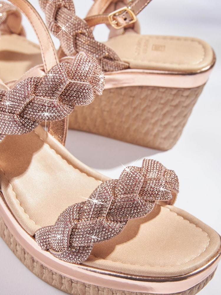 Roségold - Forever Comfort® Bling Schuhe mit Keilabsatz und geflochtenem Design - Bild 6 von 6 Roségold - Forever Comfort® Bling Schuhe mit Keilabsatz und geflochtenem Design - Bild 6 von 6