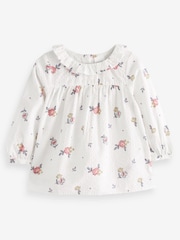 Blue/Pink Ditsy Printed Cotton Ruffle Blouse (3mths-8yrs) - Image 4 of 5
