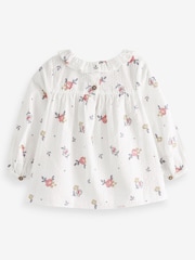 Blue/Pink Ditsy Printed Cotton Ruffle Blouse (3mths-8yrs) - Image 5 of 5