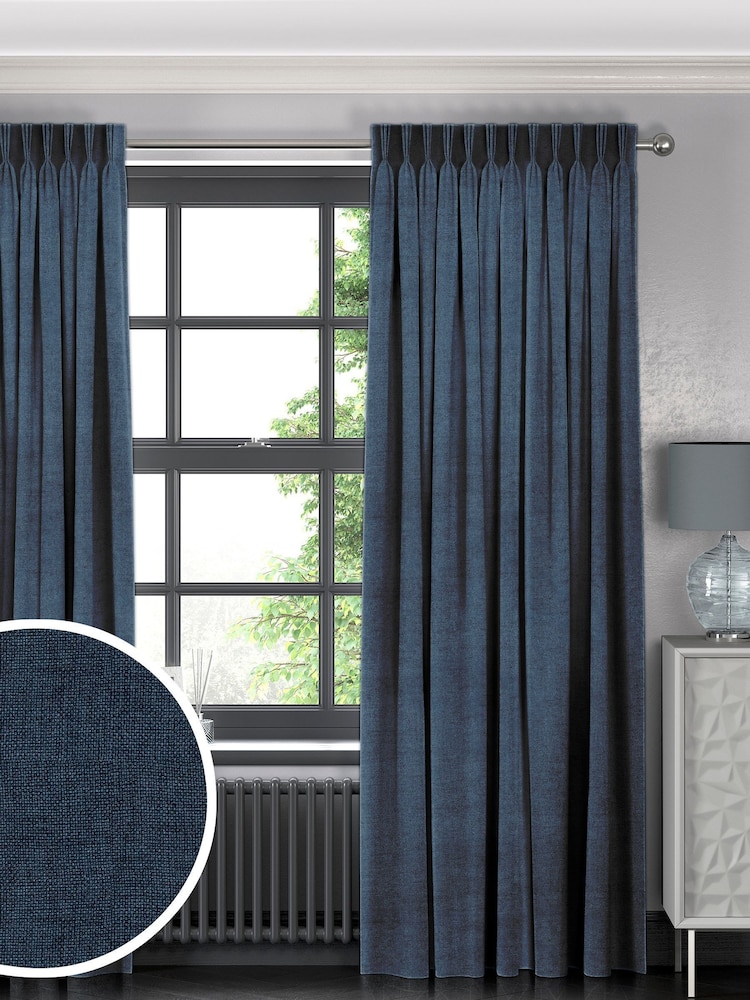 Ink Blue Paso Made To Measure Curtains - Image 1 of 9