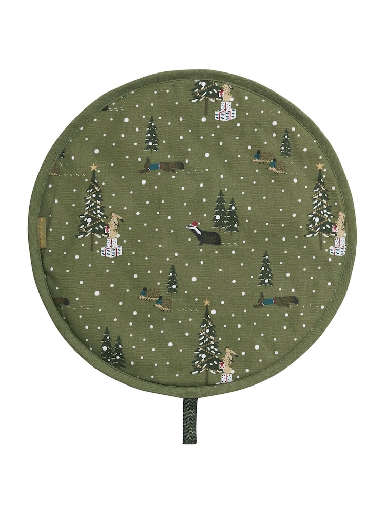 Sophie Allport Green Festive Forest Circular Hob Cover - Image 1 of 1