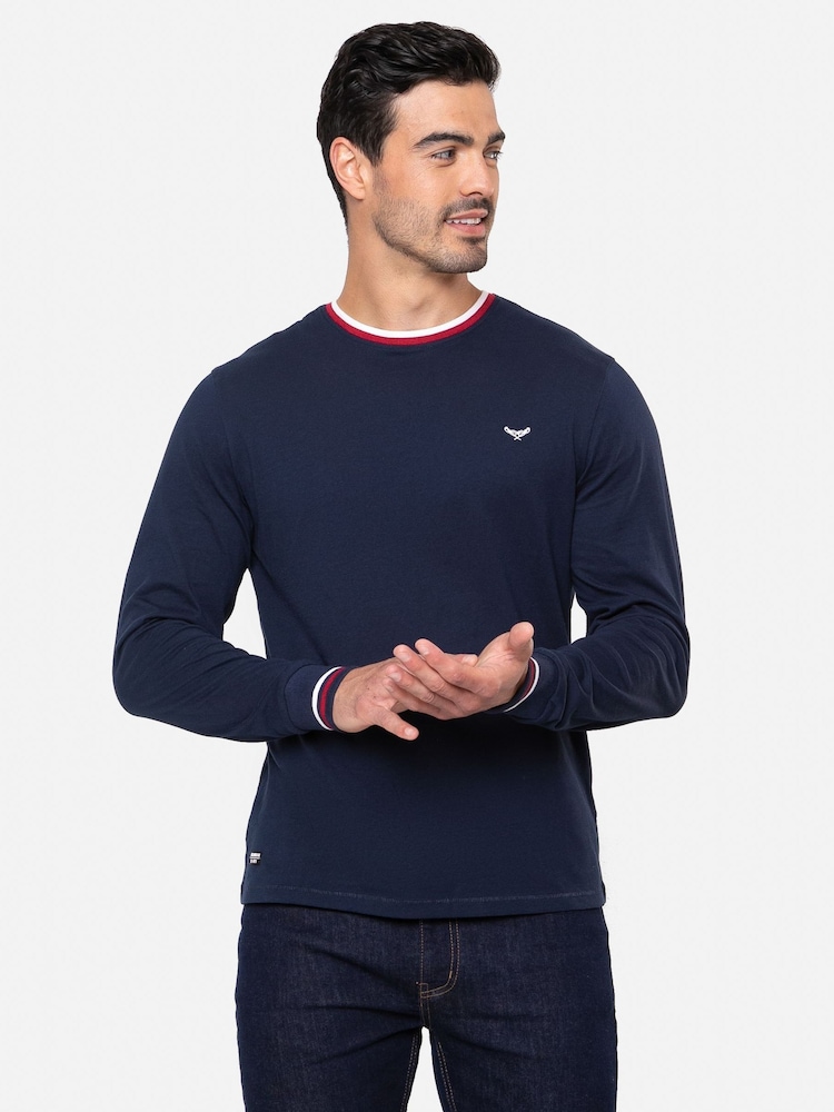 Threadbare Blue Long Sleeve 100% Cotton T-Shirts 2 Packs - Image 3 of 3