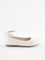 Ivory Satin Floral Embellished Mary Jane Occasion Shoes - Image 2 of 6