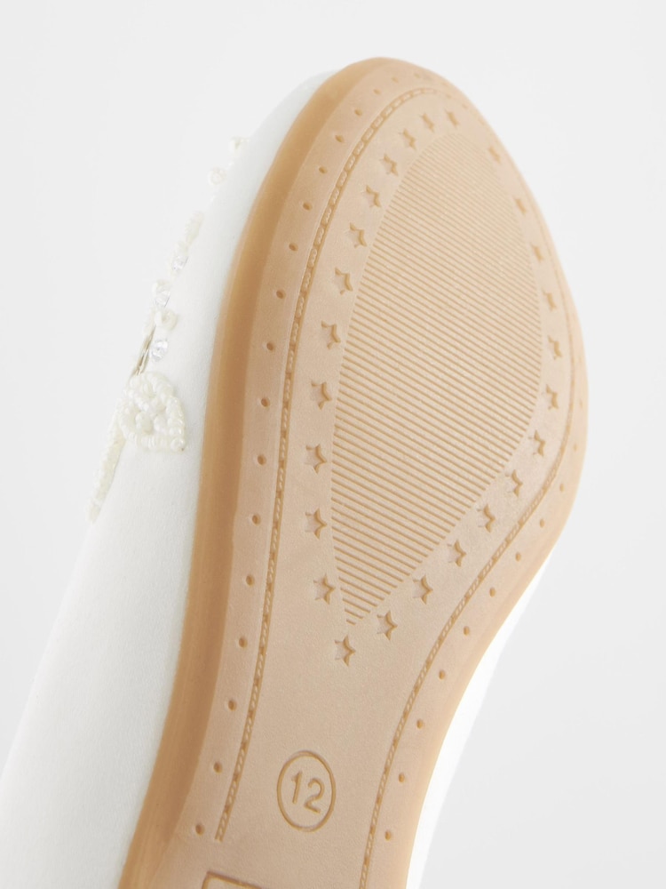Ivory Satin Floral Embellished Mary Jane Occasion Shoes - Image 6 of 6