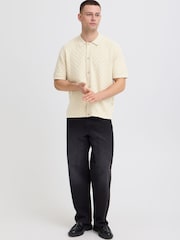 Blend Cream Deven Checked Knit Polo Shirt - Image 3 of 5