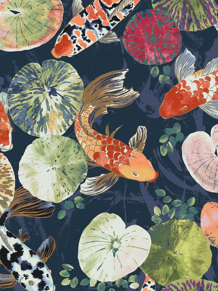Riva Paoletti Blue Koi Pond Wallpaper - Image 1 of 1