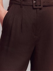 Boden Brown Chelsea Belted Linen Shorts - Image 3 of 6