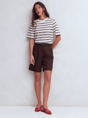 Boden Brown Chelsea Belted Linen Shorts - Image 5 of 6