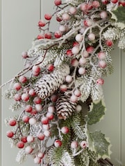 Bayswood Green Frosted Wreath 65cm - Image 4 of 4
