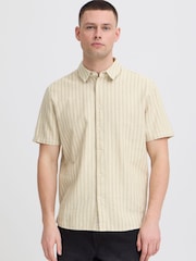 Blend Cream Aki Short-Sleeve Stripe Shirt - Image 1 of 5