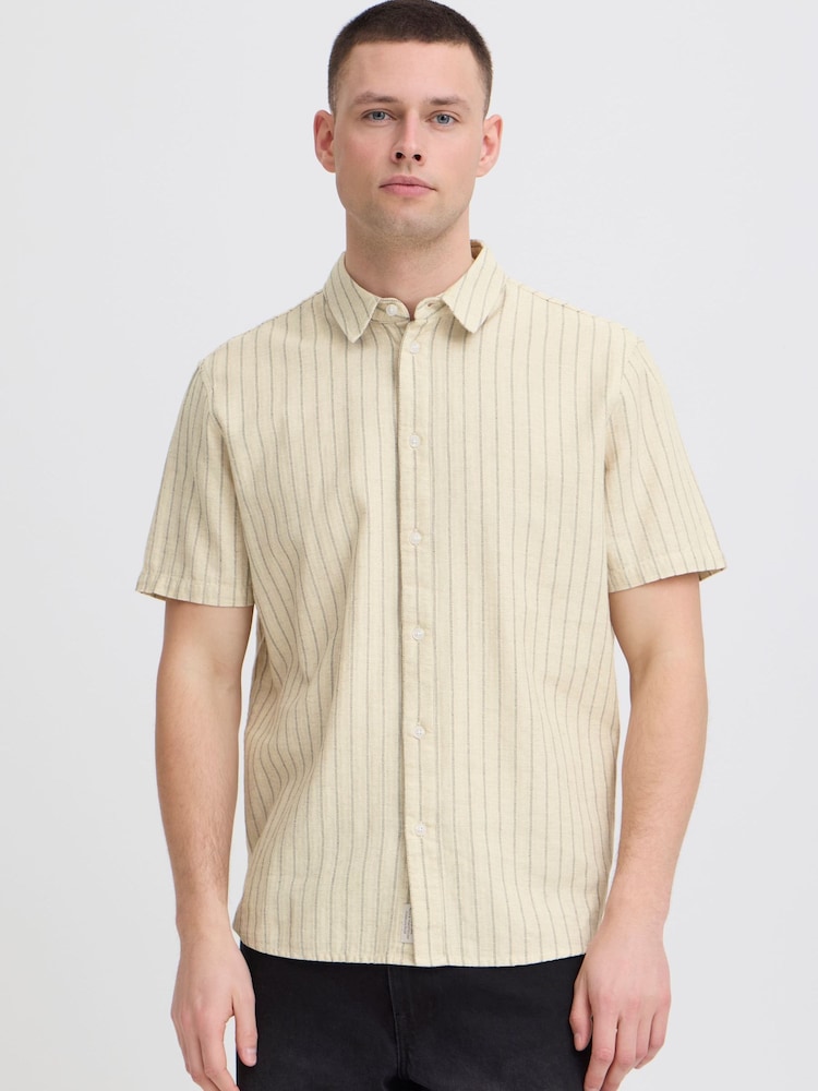 Blend Cream Aki Short-Sleeve Stripe Shirt - Image 1 of 5