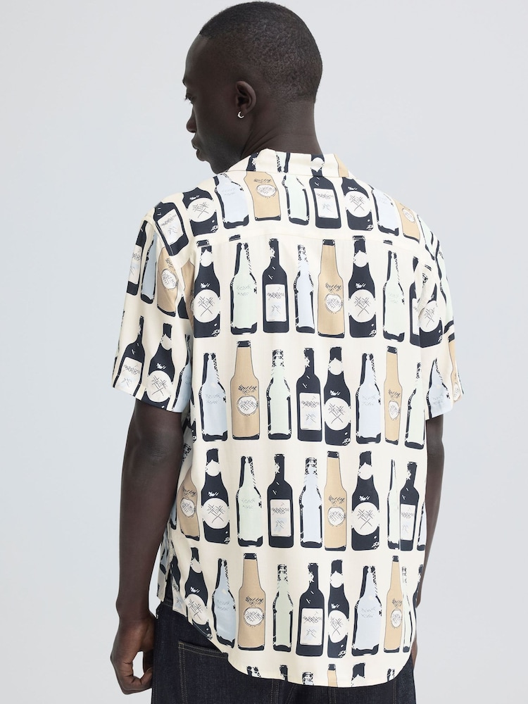 Blend Cream Anvar Bottle Print Short Sleeve Shirt - Image 2 of 5
