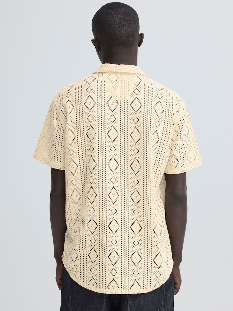 Blend Cream Akon Open Knit Shirt - Image 2 of 4 Blend Cream Akon Open Knit Shirt - Image 2 of 4