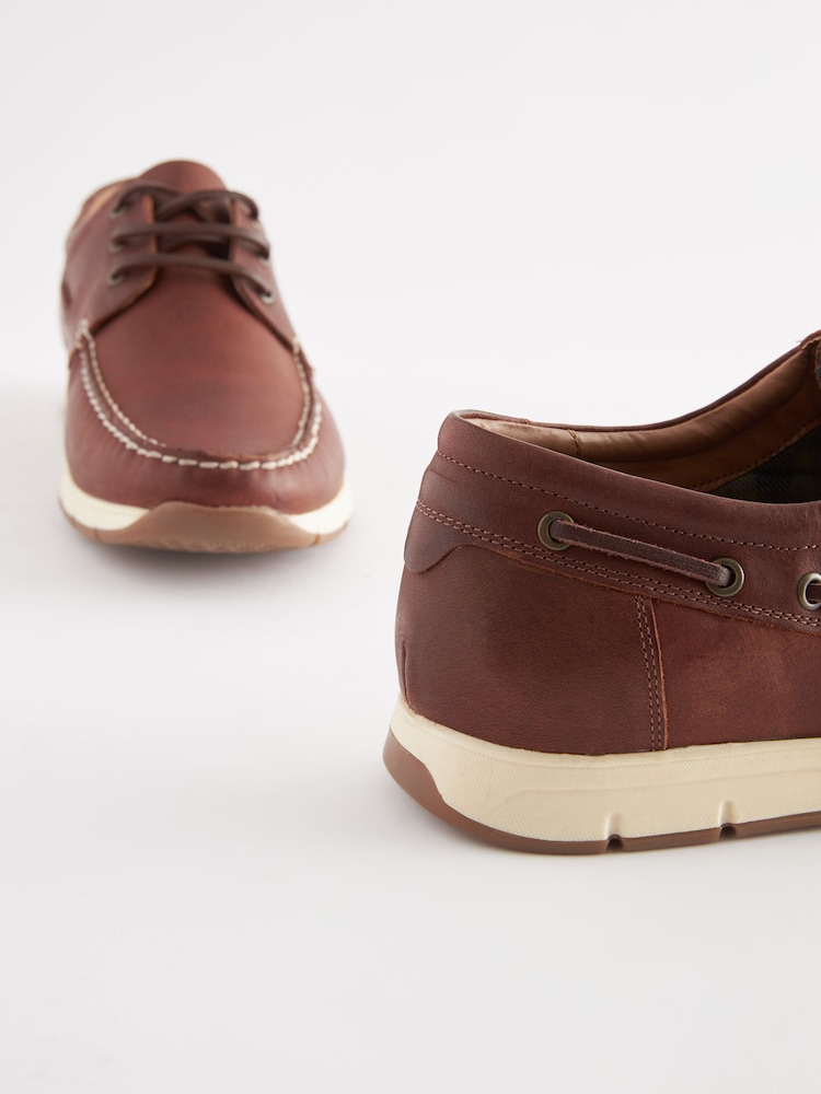 Dark Tan Leather Boat Shoes - Image 5 of 6
