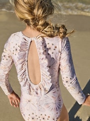 Cream Shell Long Sleeve Swimsuit (3-16yrs) - Image 4 of 7