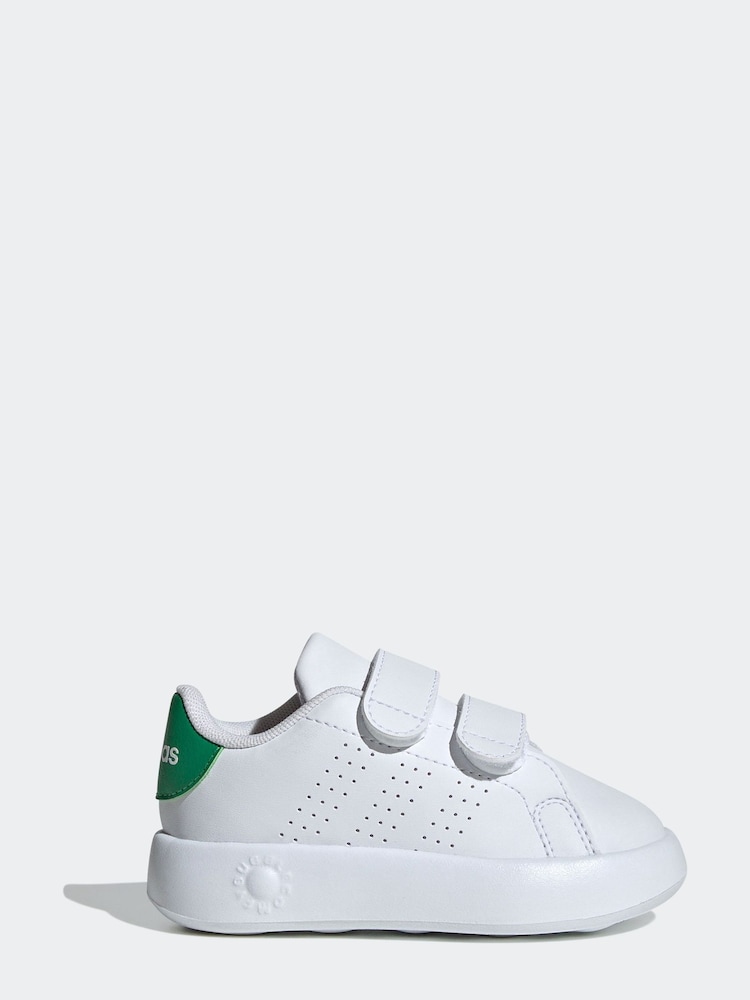 adidas White/Green Kids Advantage Trainers - Image 1 of 9