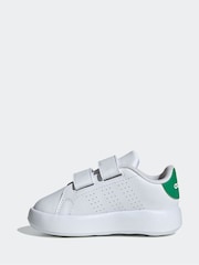 adidas White/Green Kids Advantage Trainers - Image 2 of 9